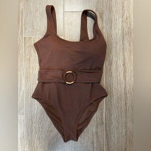 Belted Crochet One-Piece Swimsuit
